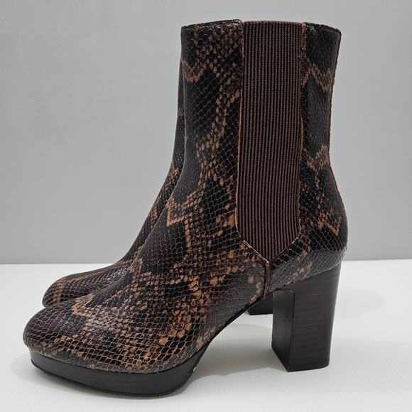 Donald J. Pliner Shoes - NEW Donald Pliner Zelda Ankle Bootie Size 8.5 Brown Snake Print Leather Chelsea